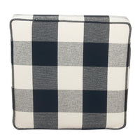 Pyp Square Storage Ottoman, 18 Inch Black Plaid Cotton, Ebony Legs -BM334436