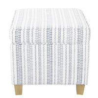 Pyp Square Storage Ottoman, 18 Inch Blue White Striped, Brown Legs -BM334437