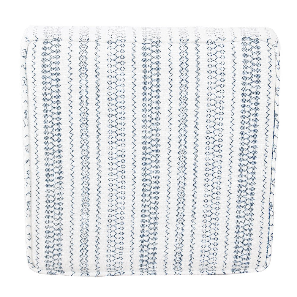 Pyp Square Storage Ottoman, 18 Inch Blue White Striped, Brown Legs -BM334437