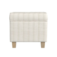 Pyp Square Storage Ottoman, 18 Inch Ivory Pinstripe Fabric, Brown Legs -BM334438