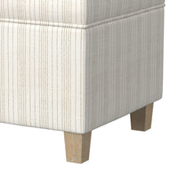 Pyp Square Storage Ottoman, 18 Inch Ivory Pinstripe Fabric, Brown Legs -BM334438