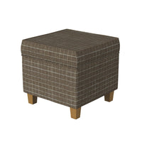 Pyp Square Storage Ottoman, 18 Inch Brown Windowpane Fabric, Wood Legs -BM334439