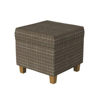 Pyp Square Storage Ottoman, 18 Inch Brown Windowpane Fabric, Wood Legs -BM334439