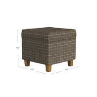 Pyp Square Storage Ottoman, 18 Inch Brown Windowpane Fabric, Wood Legs -BM334439