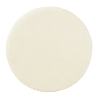 Loni Round Storage Ottoman, 19 Inch Beige Faux Sheepskin, Wood Legs -BM334443