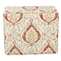 Ishi Accent Storage Ottoman, 22 Inch Orange and Beige Paisley Design -BM334445