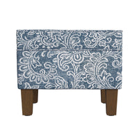 Ishi Accent Storage Ottoman, 22 Inch Classic Denim Blue White Print -BM334447