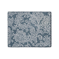 Ishi Accent Storage Ottoman, 22 Inch Classic Denim Blue White Print -BM334447