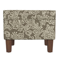 Ishi Accent Storage Ottoman, 22 Inch Brown White Classic Floral Print -BM334448