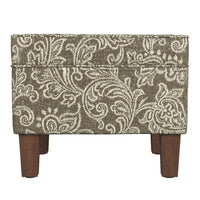 Ishi Accent Storage Ottoman, 22 Inch Brown White Classic Floral Print -BM334448
