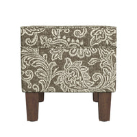 Ishi Accent Storage Ottoman, 22 Inch Brown White Classic Floral Print -BM334448