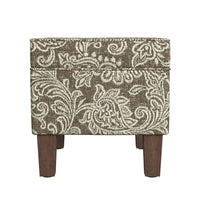 Ishi Accent Storage Ottoman, 22 Inch Brown White Classic Floral Print -BM334448