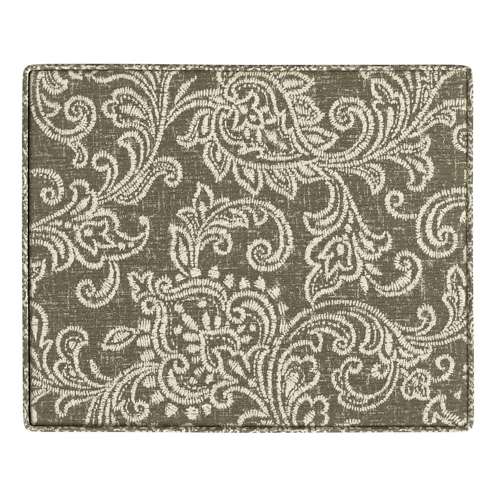 Ishi Accent Storage Ottoman, 22 Inch Brown White Classic Floral Print -BM334448