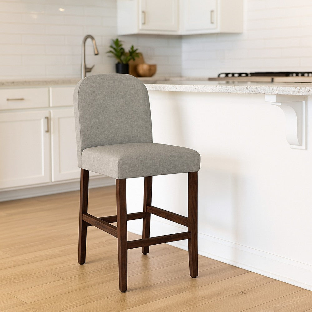 Aleo Counter Stool Chair, Gray Woven Fabric and Tapered Wood Legs -BM334449