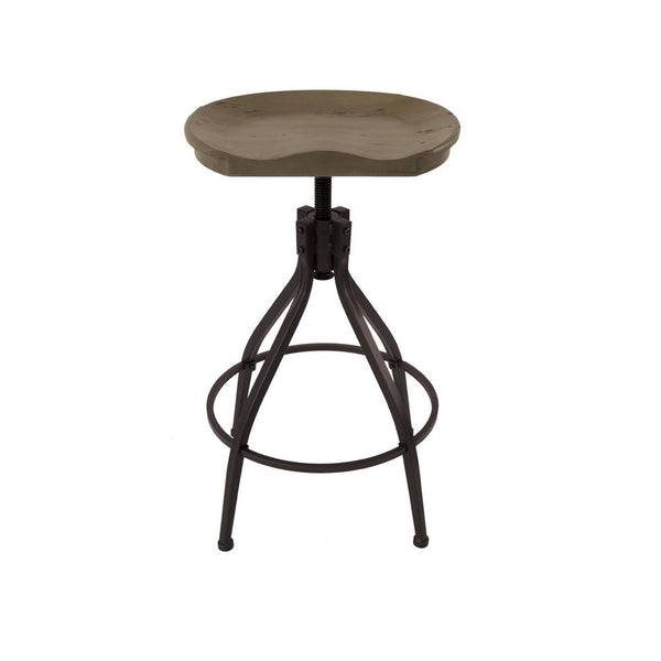 Counter Bar Stool, 26-30 Inch Adjustable Height, Brown Wood Seat -BM334455
