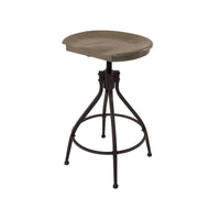 Counter Bar Stool, 26-30 Inch Adjustable Height, Brown Wood Seat -BM334455