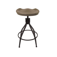Counter Bar Stool, 26-30 Inch Adjustable Height, Brown Wood Seat -BM334455
