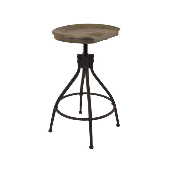Counter Bar Stool, 26-30 Inch Adjustable Height, Brown Wood Seat -BM334455