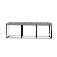 Ali Ottoman Bench, Metal, Black White Button Tufted Fabric 52 Inch -BM334458