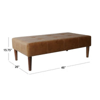 Coffee Table Ottoman, Brown Wood and Tufted Faux Leather, 46 Inch -BM334459