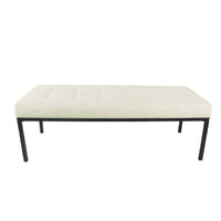 Alp Bench, Black Open Metal Frame, Cream Woven Tufted Fabric 54 Inch -BM334460