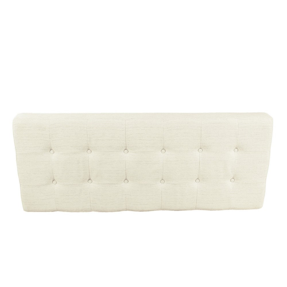 Alp Bench, Black Open Metal Frame, Cream Woven Tufted Fabric 54 Inch -BM334460