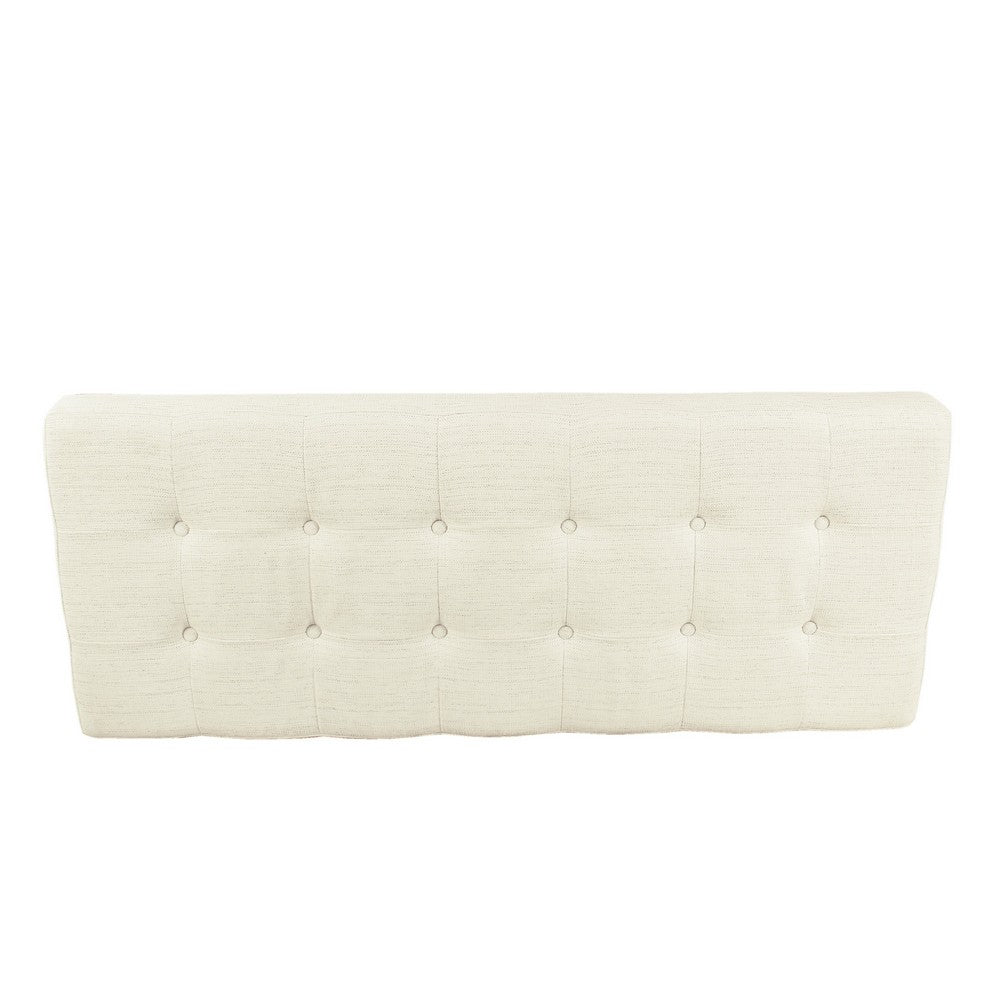 Alp Bench, Black Open Metal Frame, Cream Woven Tufted Fabric 54 Inch -BM334460