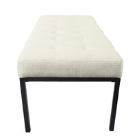 Alp Bench, Black Open Metal Frame, Cream Woven Tufted Fabric 54 Inch -BM334460