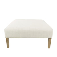 Dan Square Coffee Table Ottoman, Brown Wood, Cream Polyester 36 Inch -BM334463