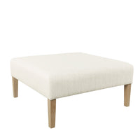 Dan Square Coffee Table Ottoman, Brown Wood, Cream Polyester 36 Inch -BM334463