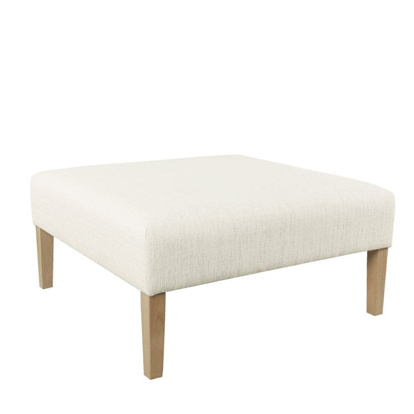 Dan Square Coffee Table Ottoman, Brown Wood, Cream Polyester 36 Inch -BM334463