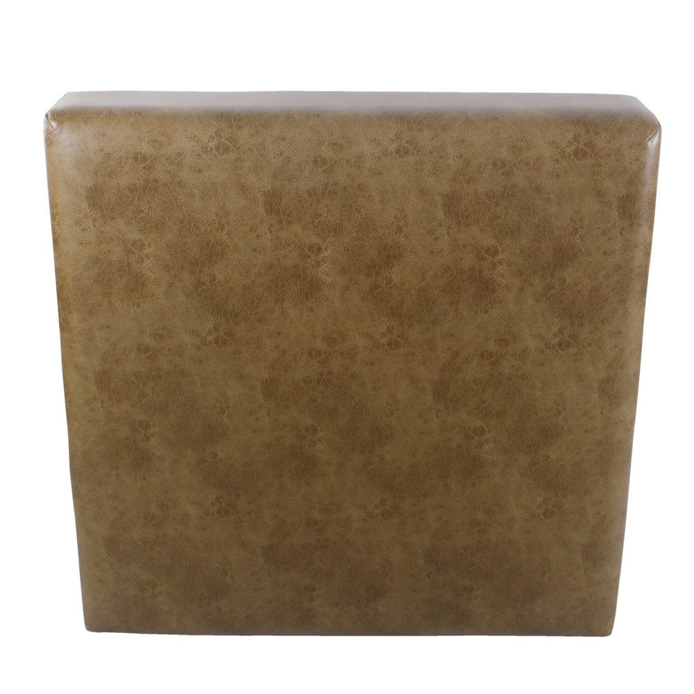 Dan Square Coffee Table Ottoman, Hardwood, Brown Faux Leather 36 Inch -BM334464