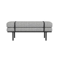 Bench, Black Metal Base, Gray Boucle and Yarn, Faux Leather, 46 Inch -BM334465