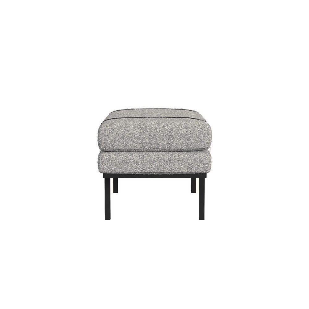 Bench, Black Metal Base, Gray Boucle and Yarn, Faux Leather, 46 Inch -BM334465