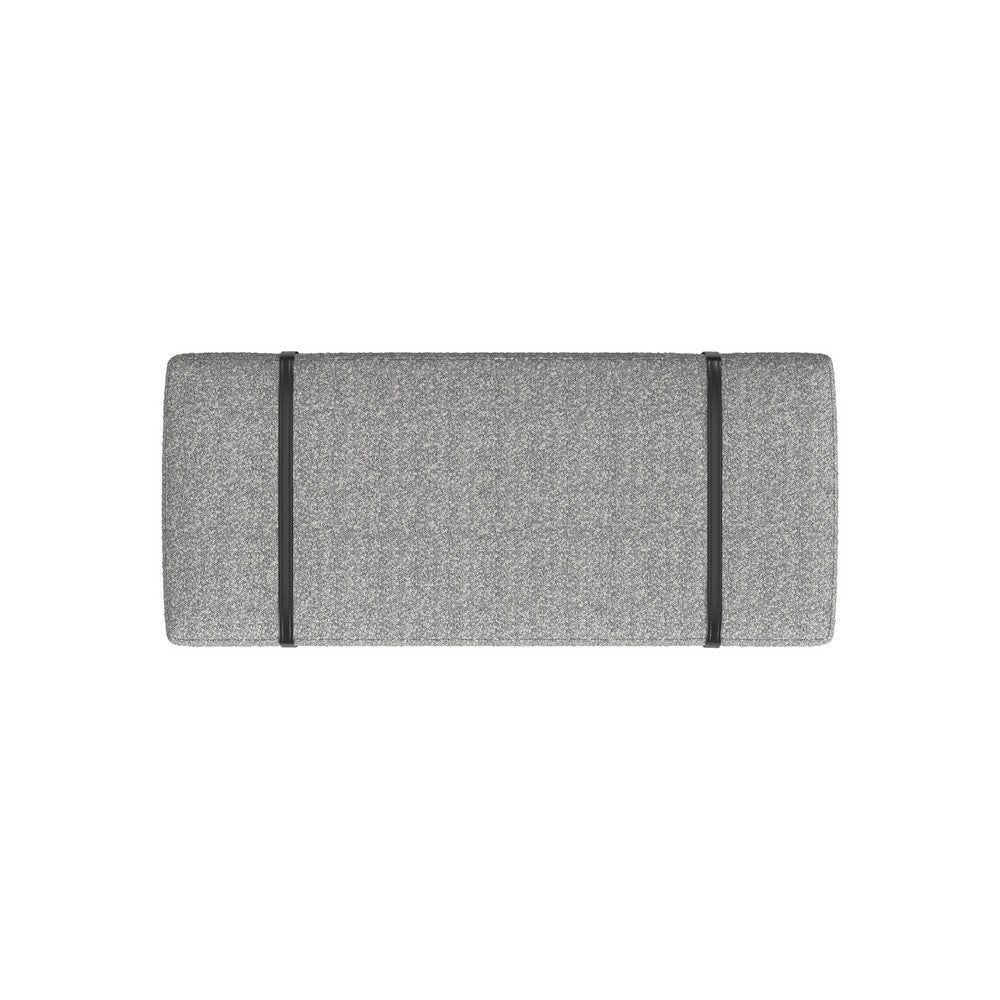 Bench, Black Metal Base, Gray Boucle and Yarn, Faux Leather, 46 Inch -BM334465