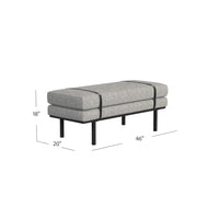 Bench, Black Metal Base, Gray Boucle and Yarn, Faux Leather, 46 Inch -BM334465