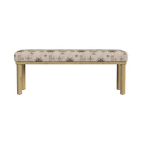 Fin Bench, Cream Global Polyester Patterns, Natural Wood, 48 Inch -BM334466