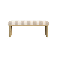 Fin Bench, Natural Brown Wood, Striped Tan Cream Polyester 48 Inch -BM334467