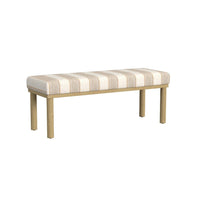 Fin Bench, Natural Brown Wood, Striped Tan Cream Polyester 48 Inch -BM334467