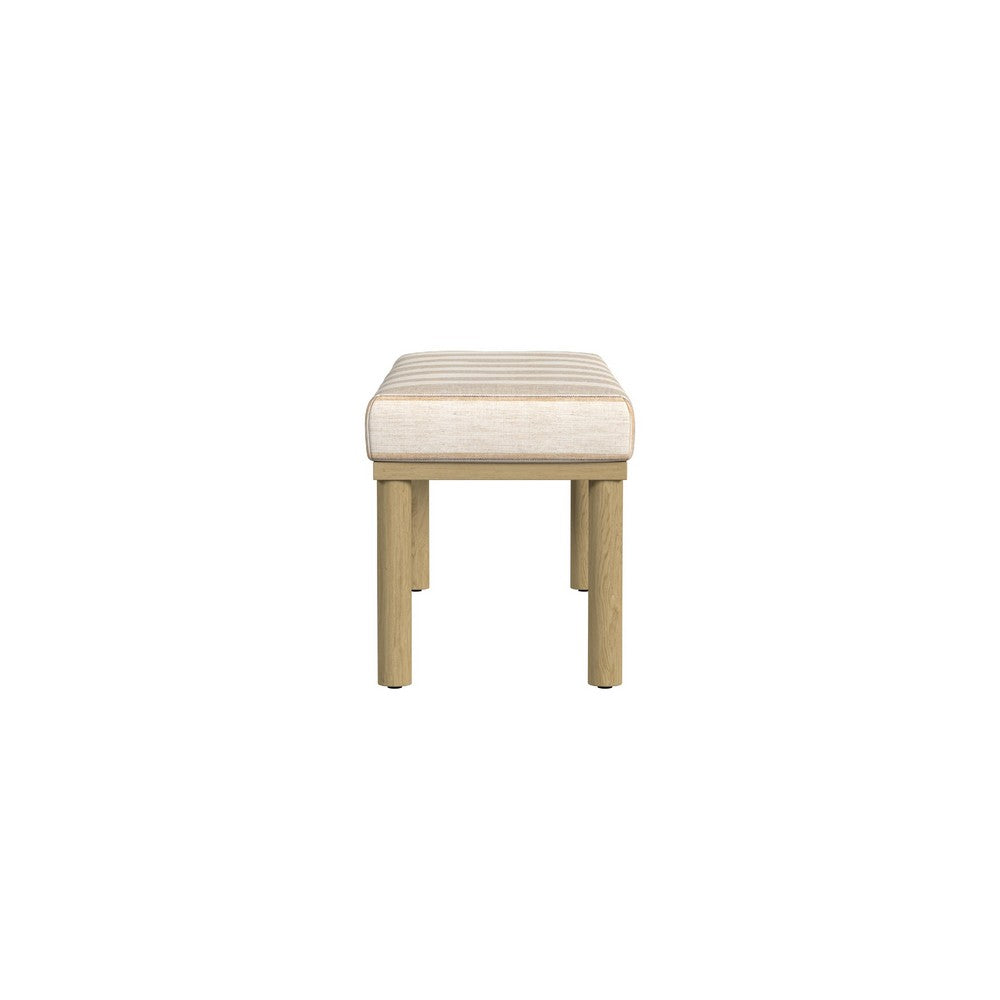 Fin Bench, Natural Brown Wood, Striped Tan Cream Polyester 48 Inch -BM334467