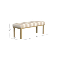 Fin Bench, Natural Brown Wood, Striped Tan Cream Polyester 48 Inch -BM334467