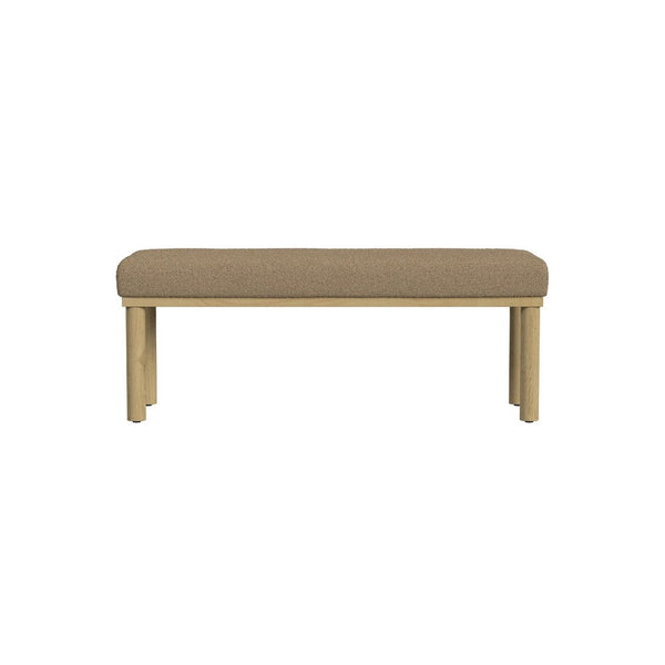 Fin Bench, Natural Wood Frame, Brown Boucle Textured Details 48 Inch -BM334468