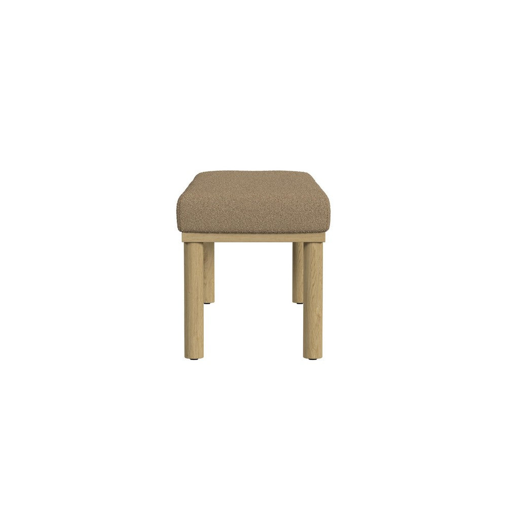Fin Bench, Natural Wood Frame, Brown Boucle Textured Details 48 Inch -BM334468