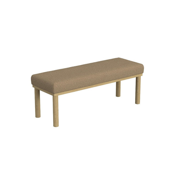 Fin Bench, Natural Wood Frame, Brown Boucle Textured Details 48 Inch -BM334468