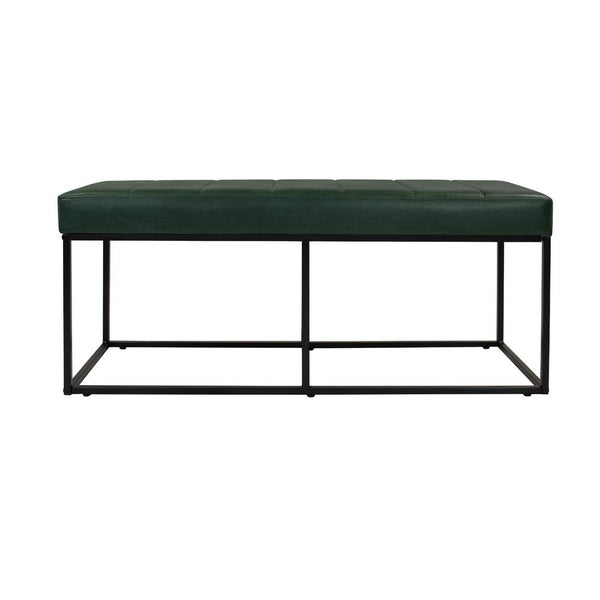 Kai Bench, Open Metal Frame, Green Channel Stitched Faux Suede 43 Inch -BM334470