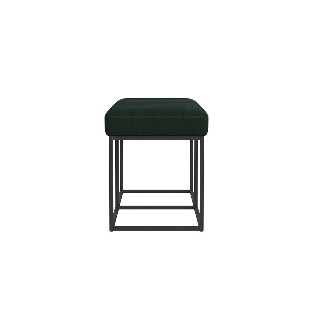 Kai Bench, Open Metal Frame, Green Channel Stitched Faux Suede 43 Inch -BM334470