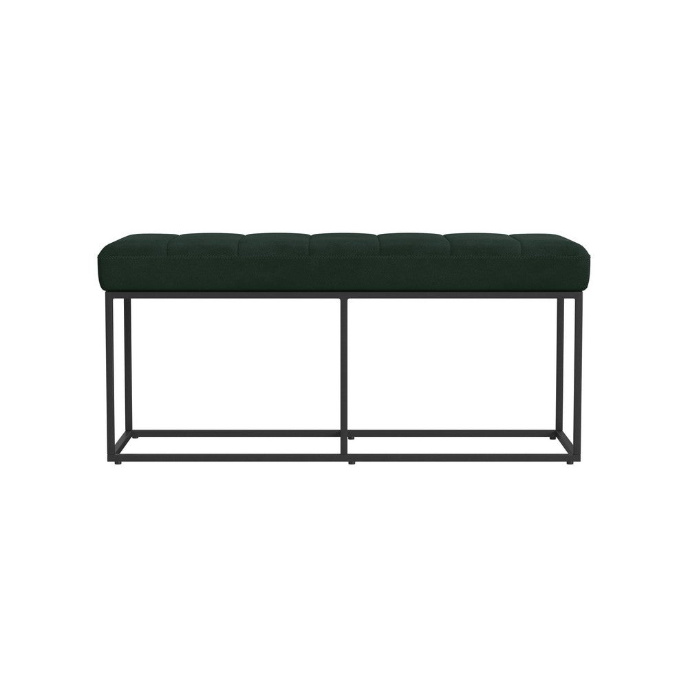 Kai Bench, Open Metal Frame, Green Channel Stitched Faux Suede 43 Inch -BM334470