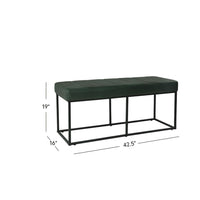 Kai Bench, Open Metal Frame, Green Channel Stitched Faux Suede 43 Inch -BM334470