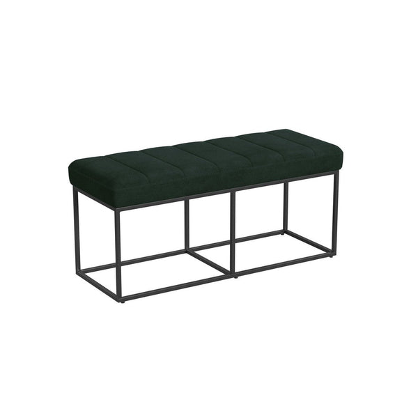 Kai Bench, Open Metal Frame, Green Channel Stitched Faux Suede 43 Inch -BM334470
