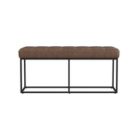 Kai Bench, Open Metal Frame, Brown Channel Stitch Faux Leather 43 Inch -BM334471